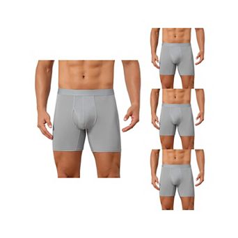 4 Packs Elastic Waistband Underwear for Men's Soft Breathable Mid-Waisted Solid Boxer Shorts