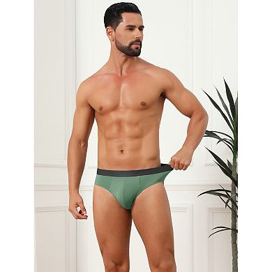 2 Packs Solid Briefs for Men's Elastic Waist Smooth Soft Breathable Sports Underwear