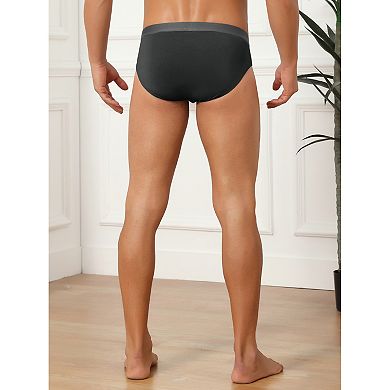 2 Packs Solid Briefs for Men's Elastic Waist Smooth Soft Breathable Sports Underwear