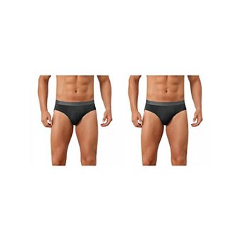 2 Packs Solid Briefs for Men's Elastic Waist Smooth Soft Breathable Sports Underwear
