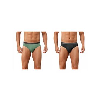 2 Packs Solid Briefs for Men's Elastic Waist Smooth Soft Breathable Sports Underwear