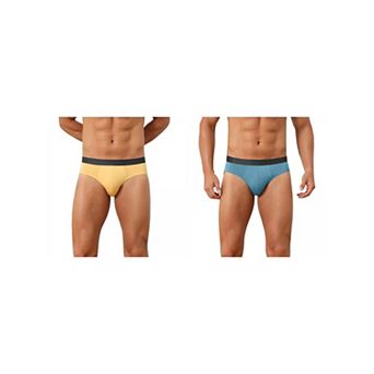 2 Packs Solid Briefs for Men's Elastic Waist Smooth Soft Breathable Sports Underwear