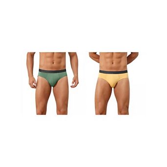 2 Packs Solid Briefs for Men's Elastic Waist Smooth Soft Breathable Sports Underwear