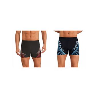 2 Packs Printed Swimming Shorts for Men's Stretch Waist Summer Surfing Board Shorts