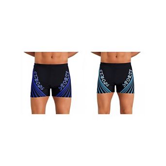 2 Packs Printed Swimming Shorts for Men's Stretch Waist Summer Surfing Board Shorts