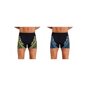 2 Packs Printed Swimming Shorts for Men's Stretch Waist Summer Surfing Board Shorts
