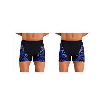 2 Packs Printed Swimming Shorts for Men's Stretch Waist Summer Surfing Board Shorts