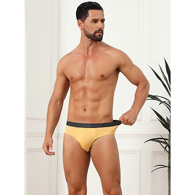 4 Packs Solid Briefs for Men's Elastic Waist Smooth Soft Breathable Sports Underwear