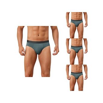 4 Packs Solid Briefs for Men's Elastic Waist Smooth Soft Breathable Sports Underwear