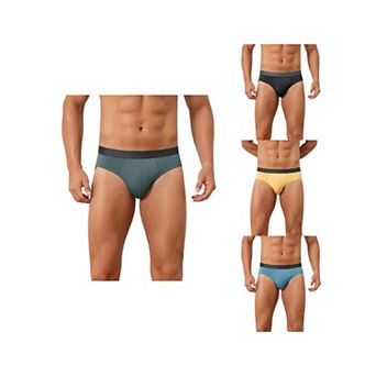 4 Packs Solid Briefs for Men's Elastic Waist Smooth Soft Breathable Sports Underwear