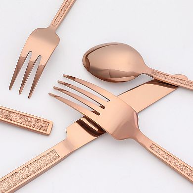 30 Piece Silverware Set, Stainless Steel with Texture Flatware Set for 6, Includes Knife, Fork,Spoon