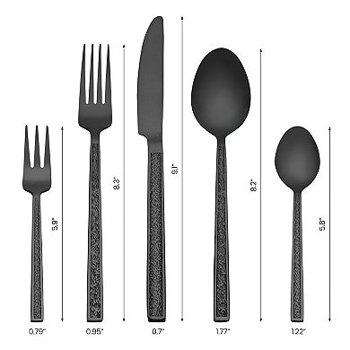30 Piece Silverware Set, Stainless Steel with Texture Flatware Set for 6, Includes Knife, Fork,Spoon