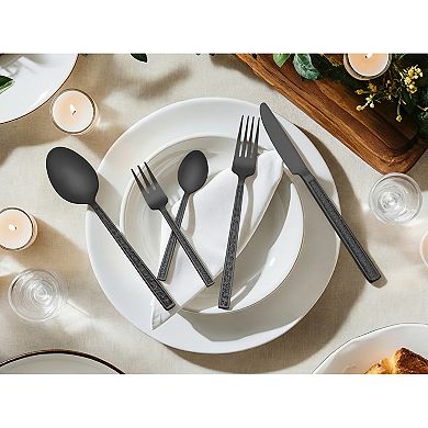 30 Piece Silverware Set, Stainless Steel with Texture Flatware Set for 6, Includes Knife, Fork,Spoon
