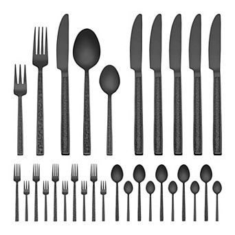 30 pc Silverware Set, Stainless Steel with Texture Flatware Set for 6, Includes Knife, Fork,Spoon
