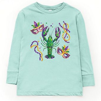 Mardi Gras Lobster Masks - Youth Long Sleeve Graphic T-Shirt