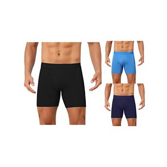 3 Packs Elastic Waistband Underwear for Men's Soft Breathable Mid-Waisted Solid Boxer Shorts