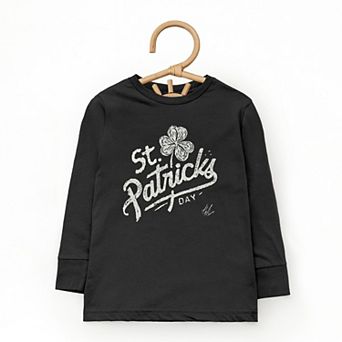 St. Patrick's Day Clover Cursive - Toddler Long Sleeve Graphic Tee