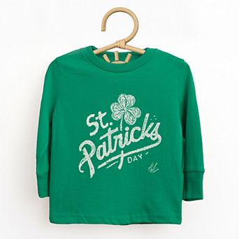 St. Patrick's Day Clover Cursive - Toddler Long Sleeve Graphic Tee