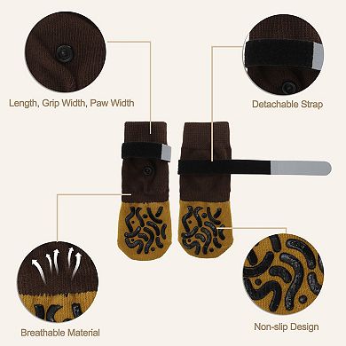 4 Pcs Pet Socks for Dogs with Reflective Adjustable Tapes