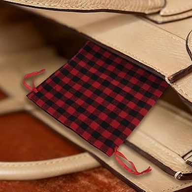 Durable Plaid Drawstring Bag 1 Pc