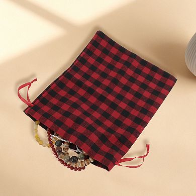 Durable Plaid Drawstring Bag 1 Pc