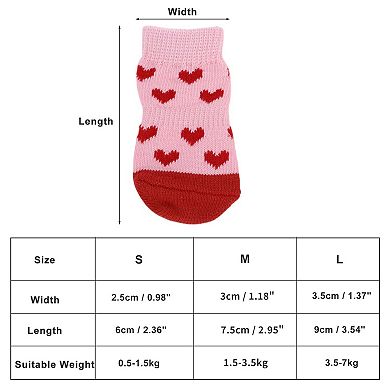 Pet Socks Non-Slip Heart Pattern for Dogs and Cats 1 Set