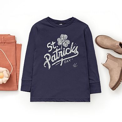 St. Patrick's Day Clover Cursive - Youth Long Sleeve Graphic T-Shirt