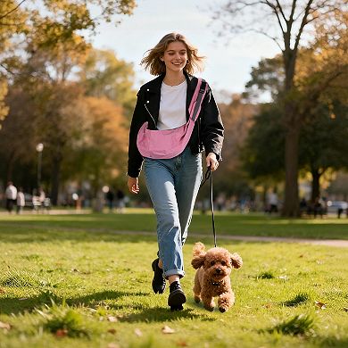 1Pc Dog Sling Carrier Soft Pouch Waterproof for Small Pet, 33.46x25.59 Inch