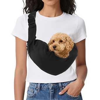 1 pc Dog Sling Carrier for Small Pet Adjustable Buckle with Pocket for Camp Travel, 35.43x25.59 Inch