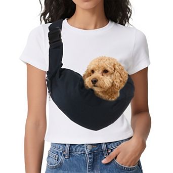 1 pc Dog Sling Carrier for Small Pet Adjustable Buckle with Pocket for Camp Travel, 35.43x25.59 Inch