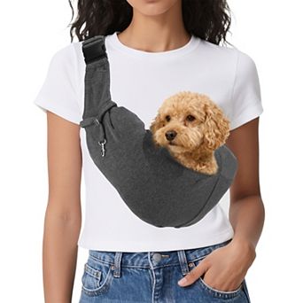 1 pc Dog Sling Carrier for Small Pet Adjustable Buckle with Pocket for Camp Travel, 35.43x25.59 Inch