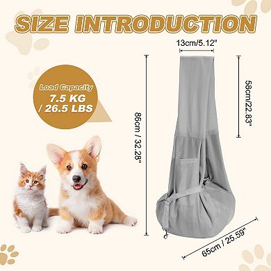 1Pc Dog Sling Carrier Breathable Mesh with Pocket for Small Pet, 32.28x25.59 Inch