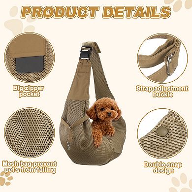 1Pc Breathable Mesh Adjustable Buckle Pet Cross Body Shoulder Bag, 3.15x1.97 Inch