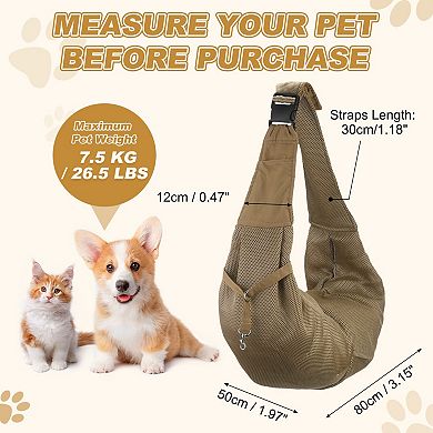 1Pc Breathable Mesh Adjustable Buckle Pet Cross Body Shoulder Bag, 3.15x1.97 Inch