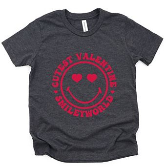 SmileyWorld Cutest Valentine Circle - Youth Short Sleeve Graphic T-Shirt