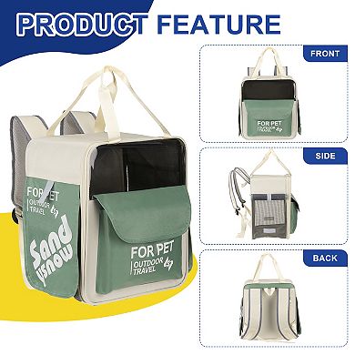 1Pc Pet Backpack Carrier, Intended for Hiking / Camping, 14.17x9.45x14.17 Inch