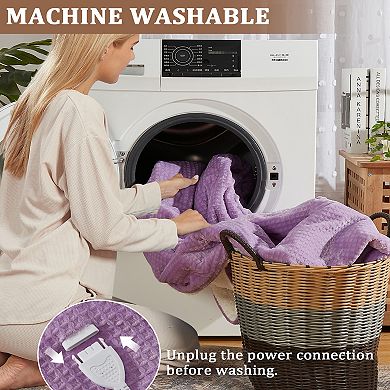 Fast Heating Electric Blanket Soft Flannel Waffle,4 Adjustable Heat Level,Auto Shut-Off,Machine Wash