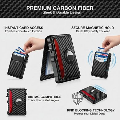 KSIZUIS Smart Tracker Wallet for AirTag - Aluminum RFID Blocking Bifold with 12+ Card Slots & ID Win
