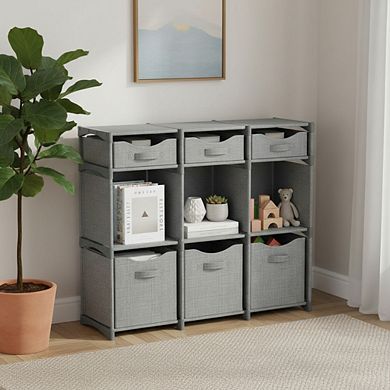 KSIZUIS 9-Cube Organizer with Bins - Easy Assemble Storage Unit for Closet, Nursery, Dorm