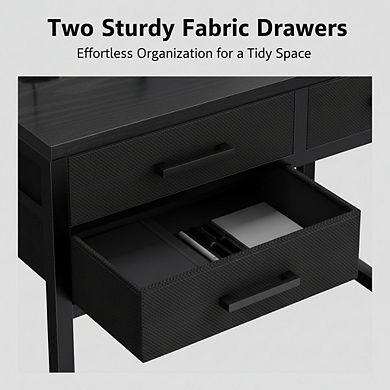 KSIZUIS 32" Small Computer Desk with 2 Drawers - Space-Saving for Bedroom & Home Office, Black