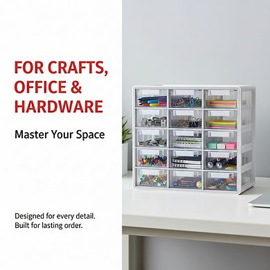 KSIZUIS 12-Drawer Clear Storage Cabinet - Large Stackable Organizer for Crafts, Office & Hardware