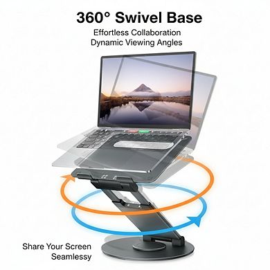 KSIZUIS Telescopic 360° Rotating Laptop Stand - Adjustable Height & Pull-Out Design, Fits 10-17” Lap