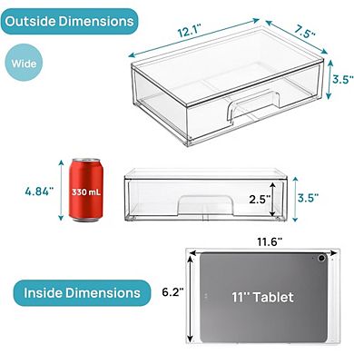 KSIZUIS Makeup Organizer Drawers - 4-Pack Clear Acrylic Stackable for Palettes & Cosmetics