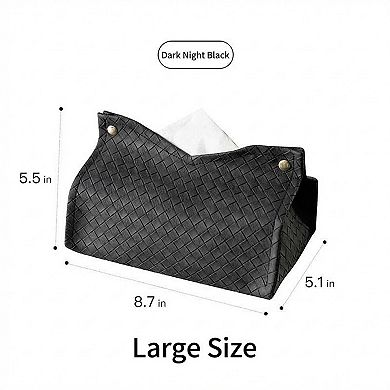 3-piece Woven Texture Faux Leather Tissue Holder with Snap Closure Design