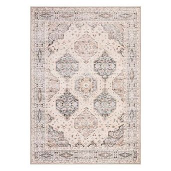 Persian Style Diamond Print Area Rug, Machine Washable & Soft, Pet & Baby Friendly Floor Mat