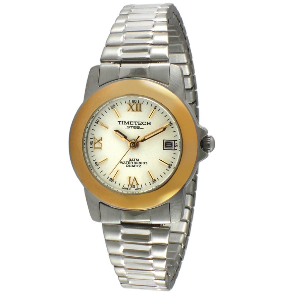 TIMETECH Women's Two-Tone Nurse Watch, Water Resistant, Flex Band, Date