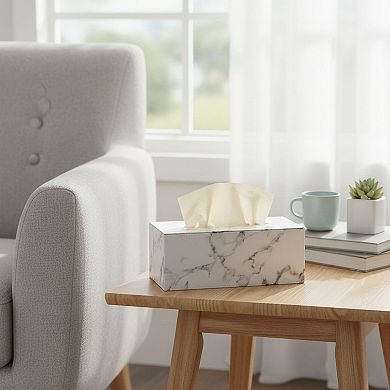 Faux Marble Leatherette Tissue Holder Rectangular Box Cover
