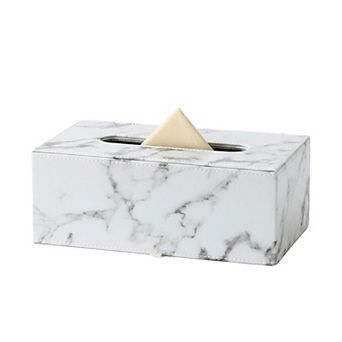 Faux Marble Leatherette Tissue Holder Rectangular Box Cover