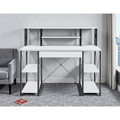 Lufeiya Music Studio Recording Desk with Drawer and Open Storage Compartments, computer Desk