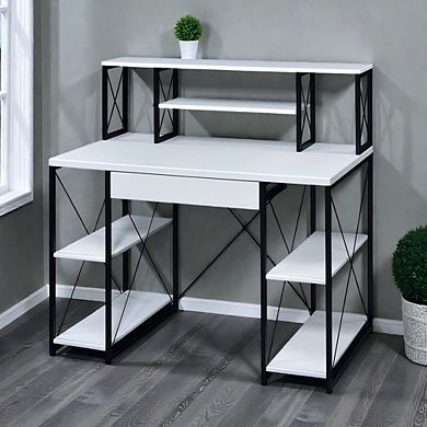 Lufeiya Music Studio Recording Desk with Drawer and Open Storage Compartments, computer Desk